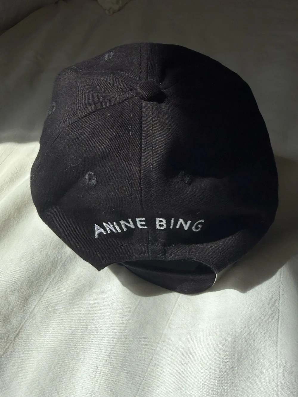 Anine Bing Black 'New York' Embroidered Baseball Cap